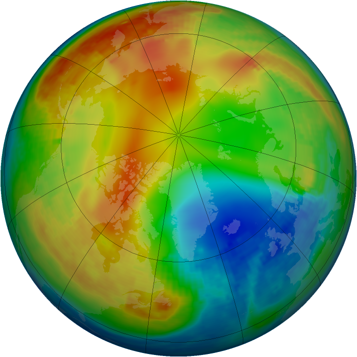 Arctic ozone map for 17 January 1992